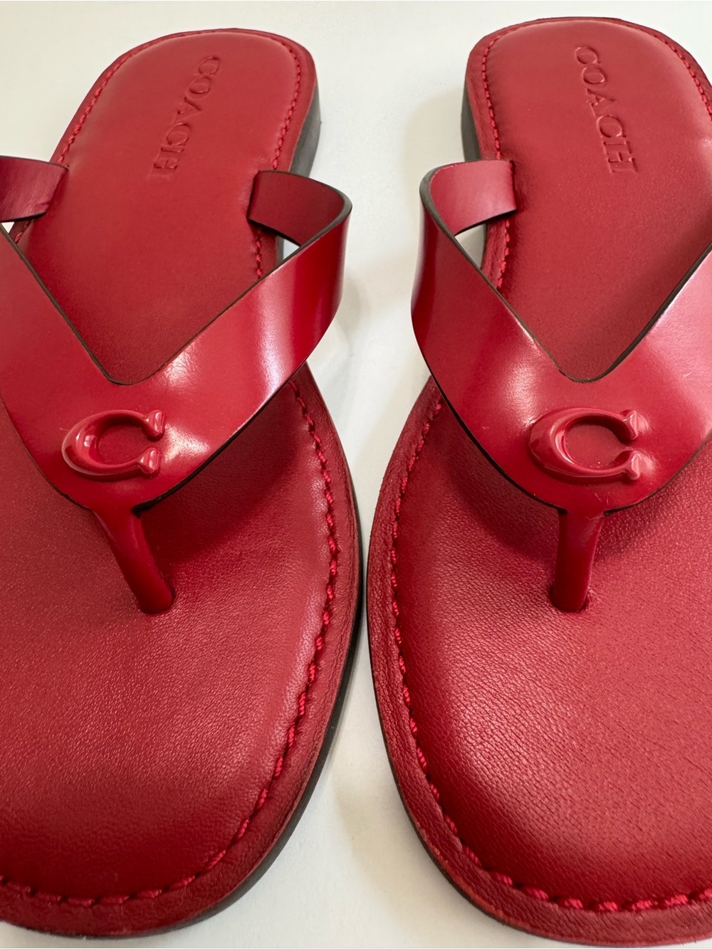 Coach Brianna Ruby Leather Logo Flip Flop Sandals Size 5B CZ379 - Picture 15 of 16